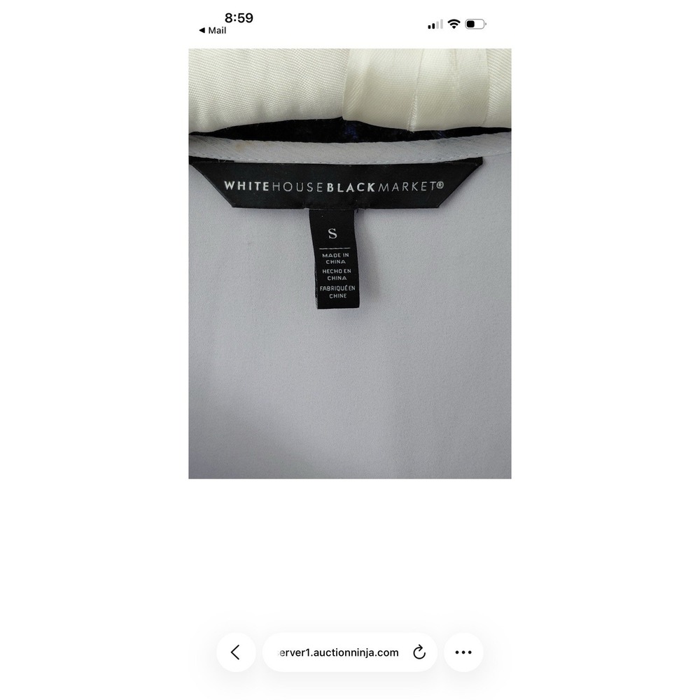 WHITE HOUSE BLACK MARKET Womens Sheer Ruffle Tie Neck Long Sleeve Blouse Top‎ S - Picture 3 of 4